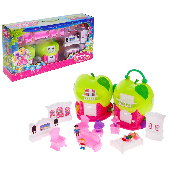 Дом для кукол "Яблочко" световые и звуковые эффекты, с аксессуарами