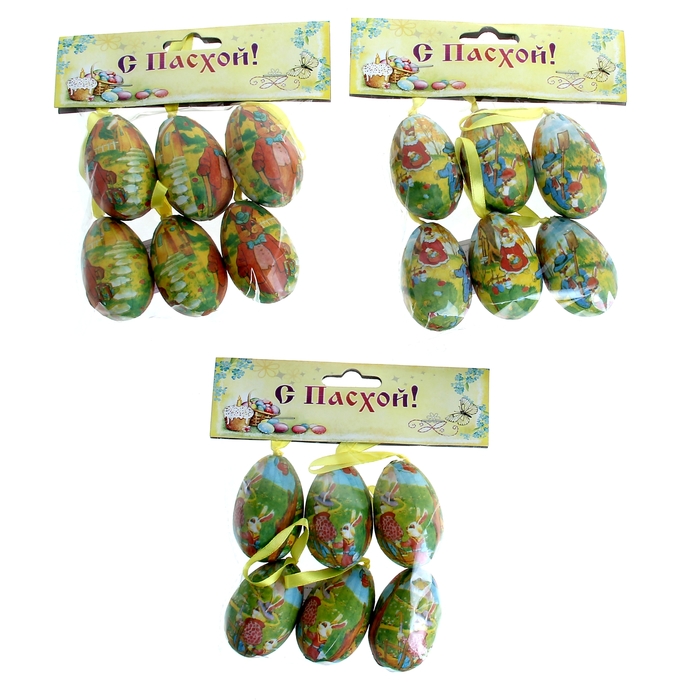 Сувенир - пасхальное яйцо "Деловой зайка" (набор 6 шт), цвета МИКС