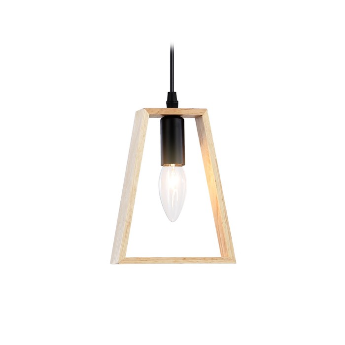 Светильник подвесной в стиле лофт Ambrella light, Loft, TR80497, 1хE14, цвет чёрный, светлое дерево