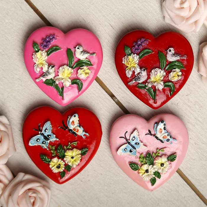 Магнит "Сердце с бабочками" МИКС