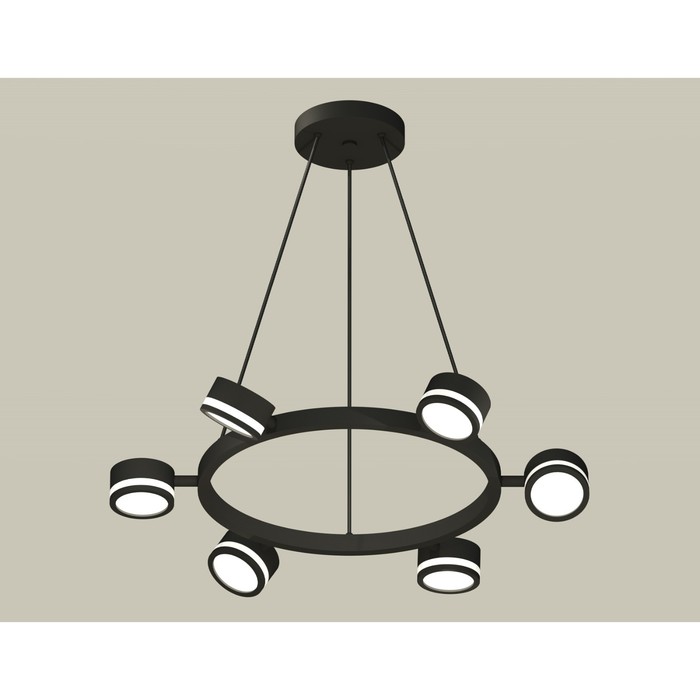 

Комплект подвесного поворотного светильника с акрилом Ambrella light, Traditional DIY, XB9193200, 6хGX53, цвет чёрный песок, белый матовый