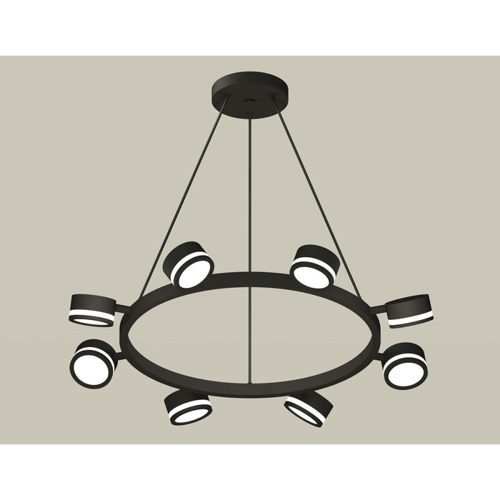 

Комплект подвесного поворотного светильника с акрилом Ambrella light, Traditional DIY, XB9198200, 8хGX53, цвет чёрный песок, белый матовый