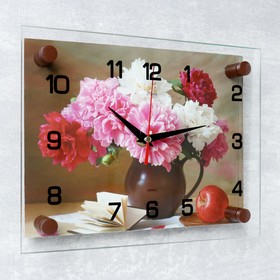 Часы настенные, серия: Цветы, "Пионы", стекло, 20х26 см, микс от Сима-ленд