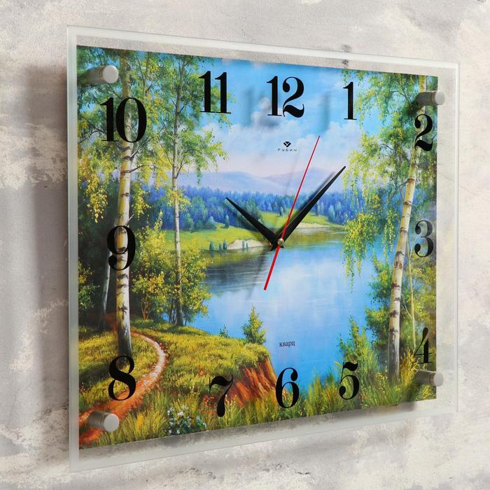 Часы настенные прямоугольные "Природа", 35х45 см микс
