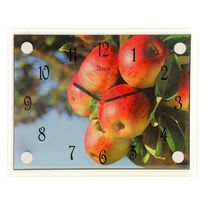 Часы настенные прямоугольные "Яблоки", 20х26 см микс