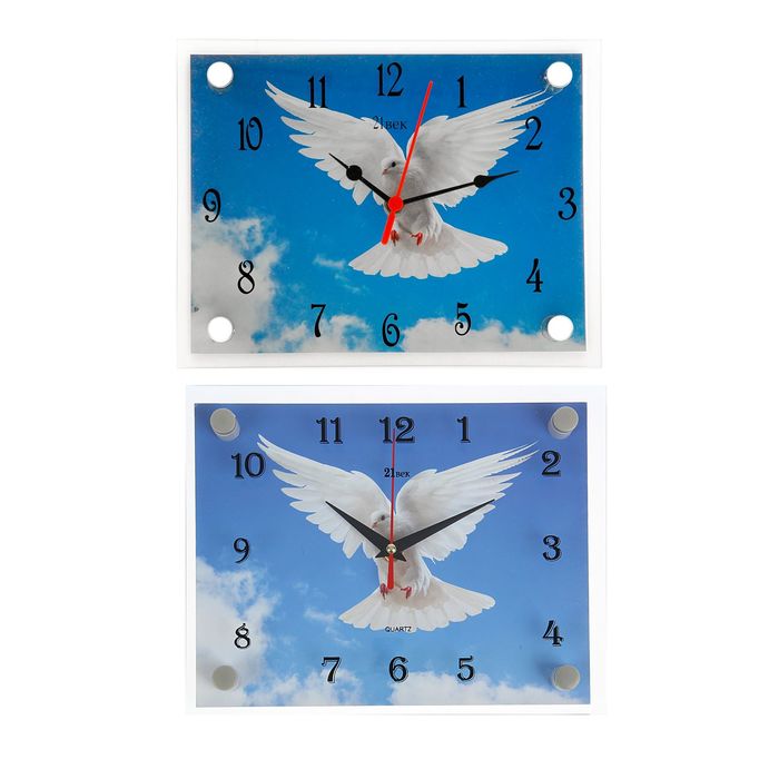 Часы настенные прямоугольные "Голубь", 20х26 см микс