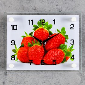 Часы настенные, серия: Кухня, "Клубника", стекло, 20х26 см, микс от Сима-ленд