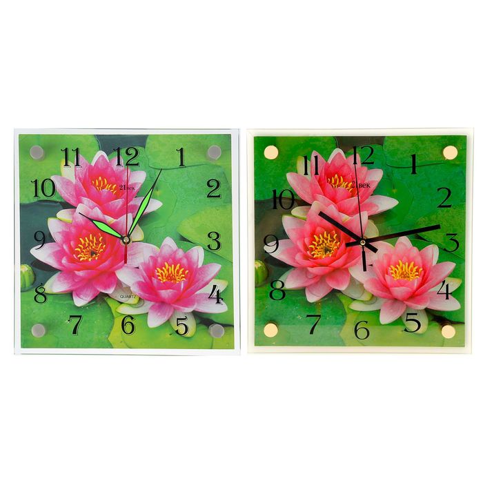 Часы настенные квадратные "Кувшинки", 25х25 см микс