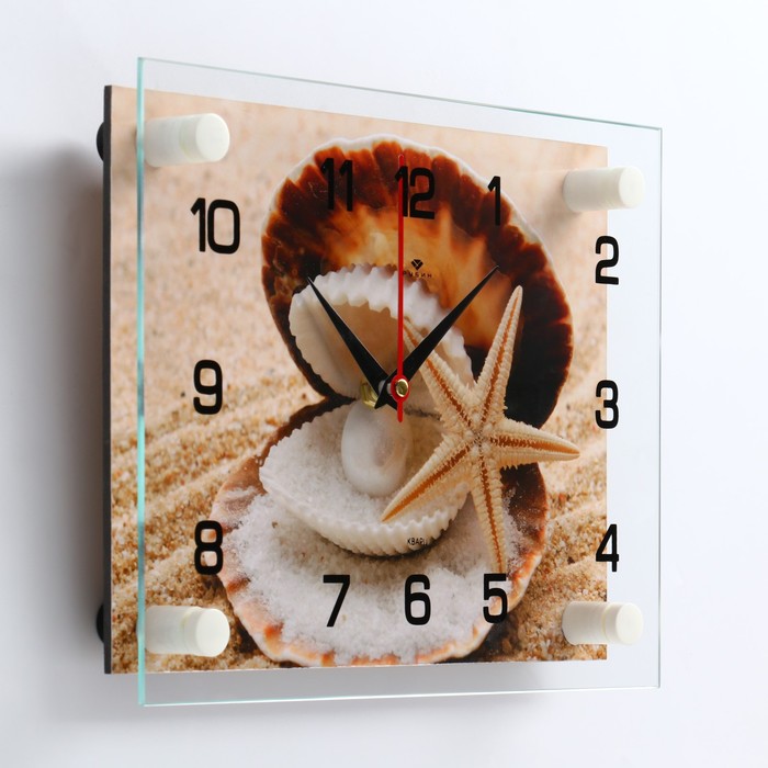 фото Часы настенные: море, "ракушка", 20х26 см рубин