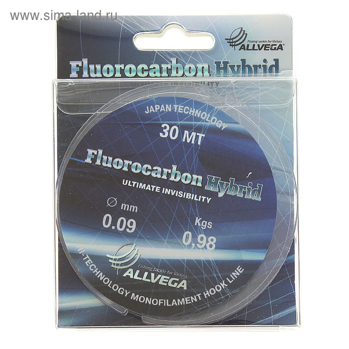 фото Леска allvega fluorocarbon hybrid 0,09 мм, 30 м