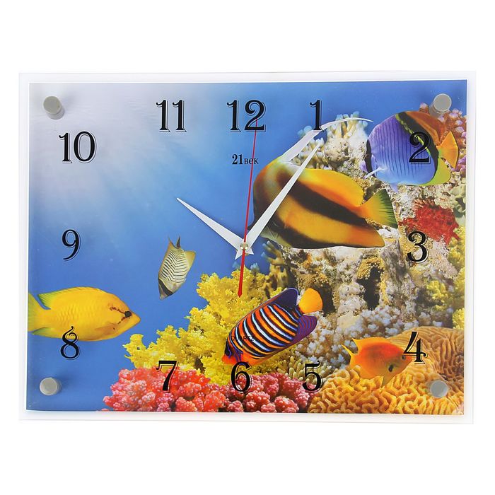 Часы настенные прямоугольные "Аквариум", 30х40 см микс