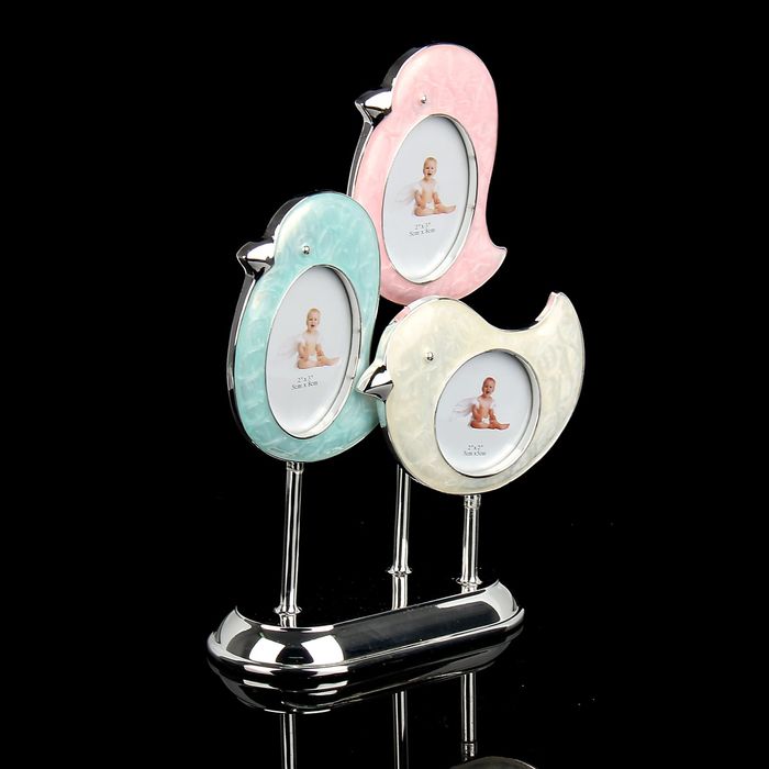 Фоторамка на 3 фото 5х5 см, 5х8 см "Птенчики" с эмалью