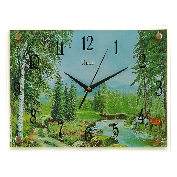 Часы настенные прямоугольные "Природа", стекло, 30х40 см микс