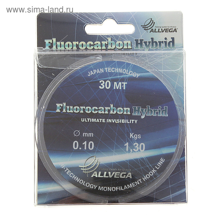 фото Леска allvega fluorocarbon hybrid 0,10 мм, 30 м