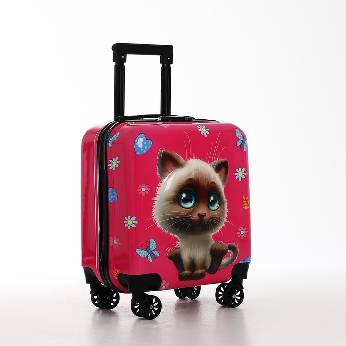 фото Чемодан малый 20" на молнии, 4 колеса, цвет розовый