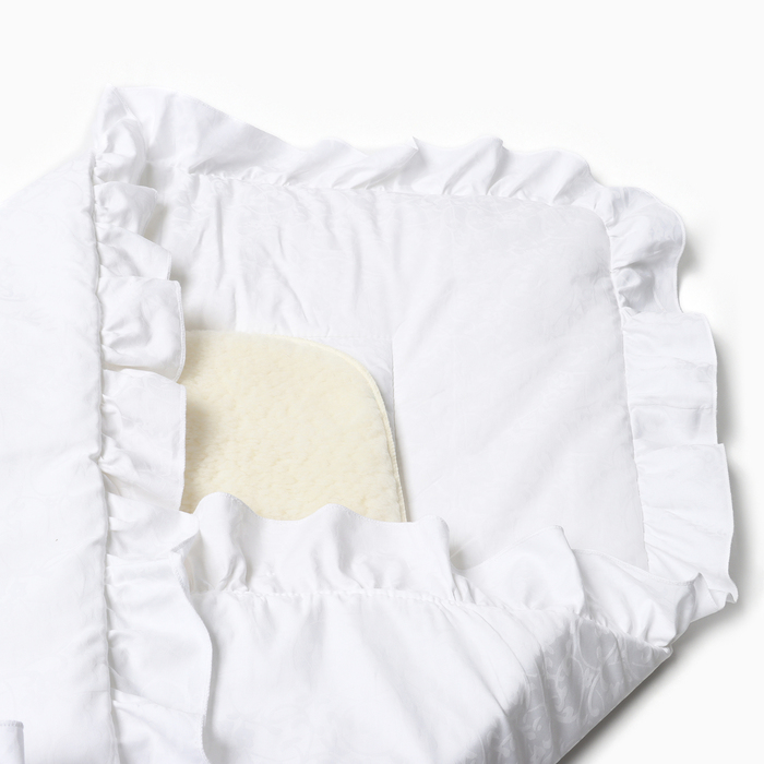 фото Конверт-одеяло с меховой вставкой, цвет белый, размер 100х100 см папитто