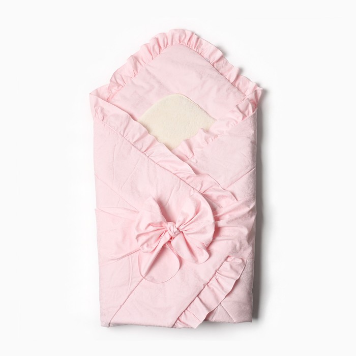 Конверт-одеяло с меховой вставкой, цвет розовый, размер 100х100 см