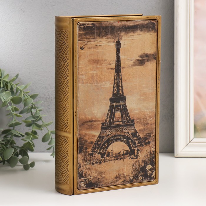 Шкатулка-книга металл, кожзам Эйфелева башня. Красивый закат 26х16х5 см шкатулка книга дерево эйфелева башня париж кожзам 17х11х5 см