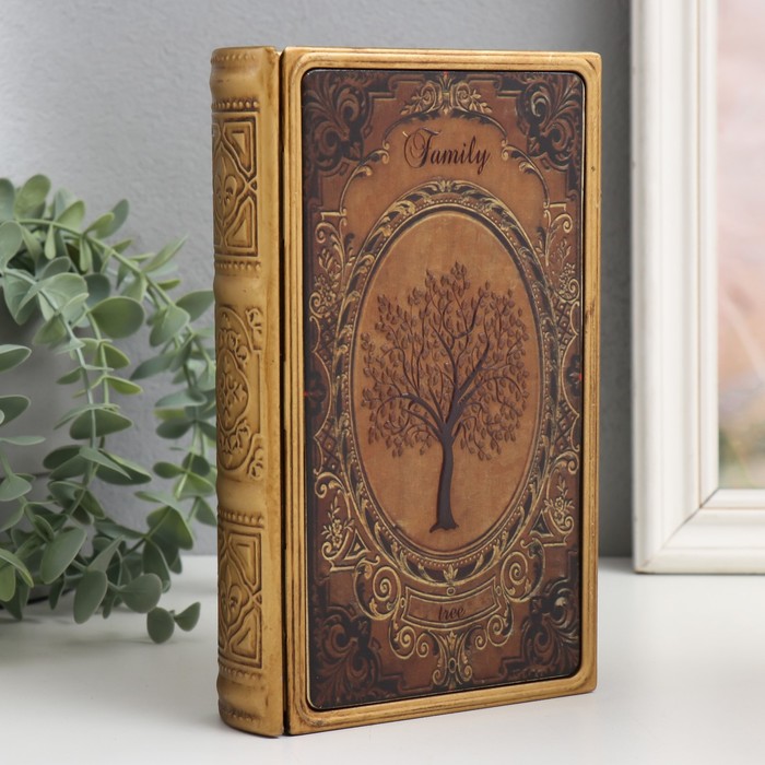 Шкатулка-книга металл, кожзам Дерево 20х12х4 см шкатулка книга металл кожзам бабочка на букете 26х16х5 см