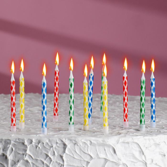 Свечи для торта с подставками, набор 12 шт, 6 см набор свечей для торта fackelmann rio с 4 подставками 6 шт