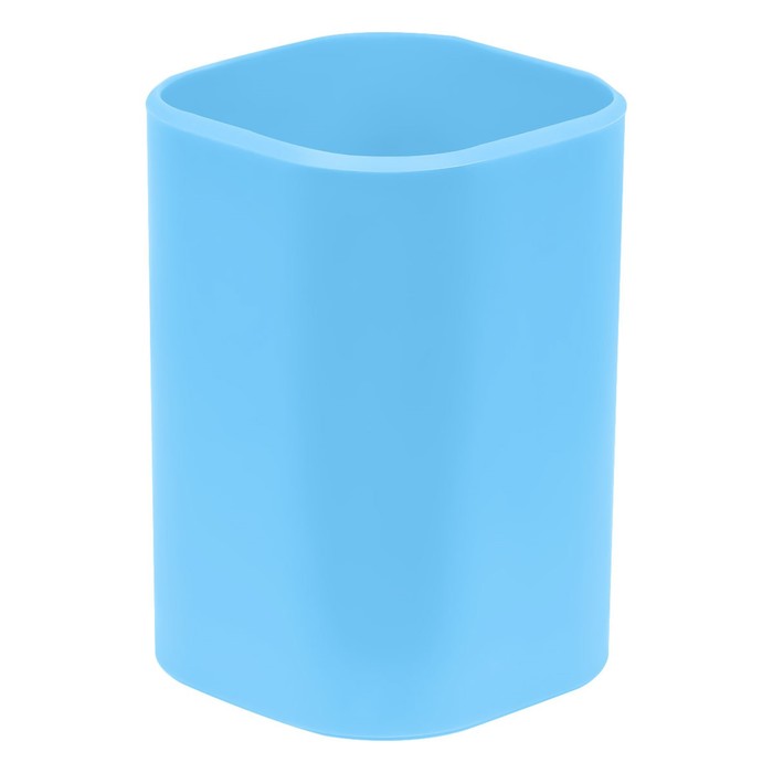 Подставка-стакан для канцелярии СТАММ Фаворит, пластик, квадратная, голубая фото