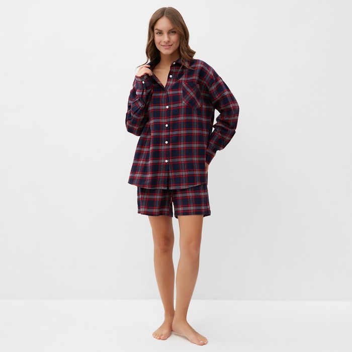 фото Пижама женская (рубашка и шорты) kaftan размер 40-42, синий