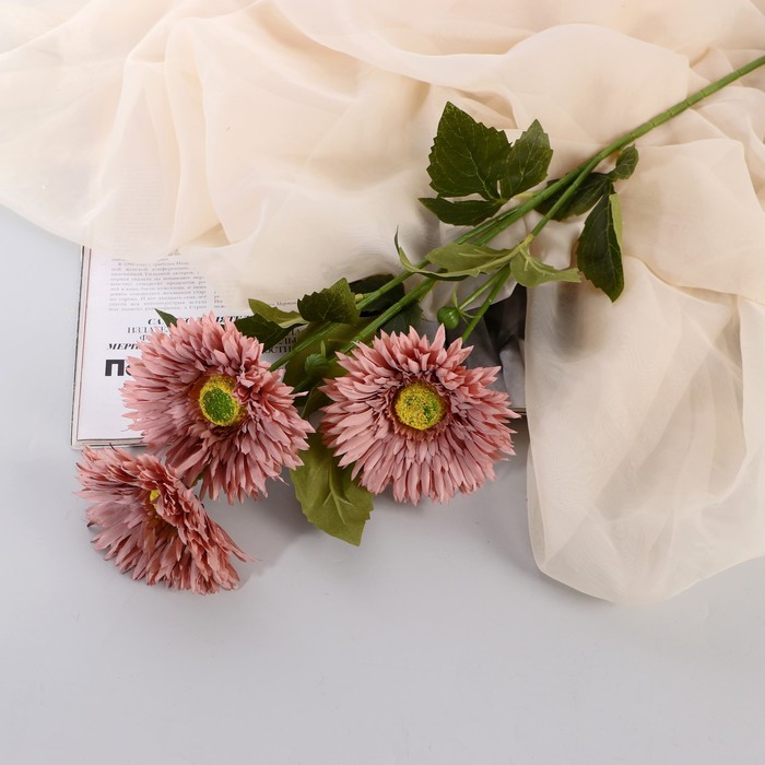 Цветы искусственные Хризантема колор галант 10х60 см, розовый цветы искусственные хризантема помпон d 6 см 80 см белый