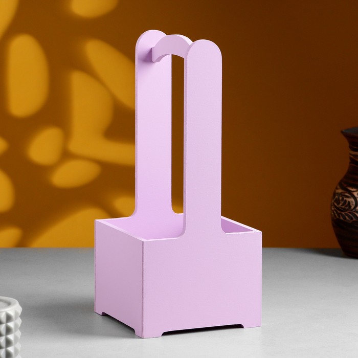 фото Кашпо - ящик деревянный 13,5х13,5х30 см сиреневый дарим красиво