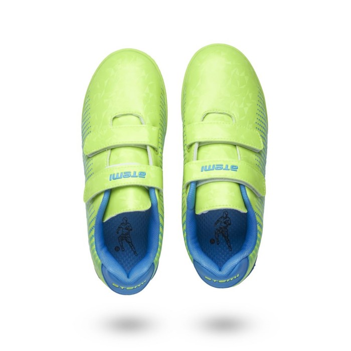 Бутсы футбольные Atemi SBA-006 INDOOR KIDS, цвет  ярко-салатовый/ синий, размер 35