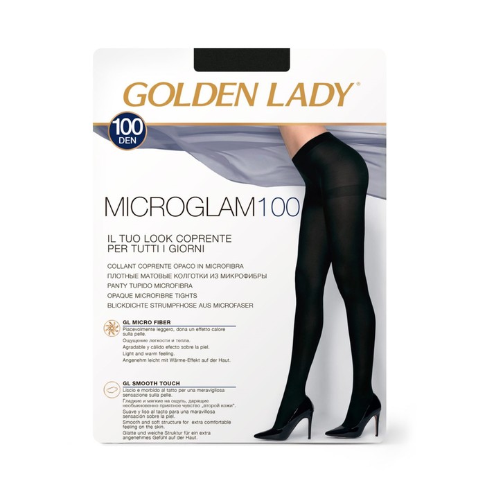 Колготки женские Golden Lady Micro Glam, 100 den, размер 5, цвет nero