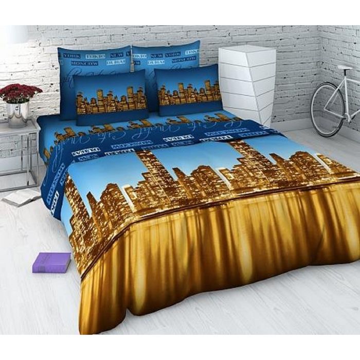 Постельное бельё 1,5 сп "Василиса: Ночной город", 215х145см, 214х150см, 70х70см - 2 шт