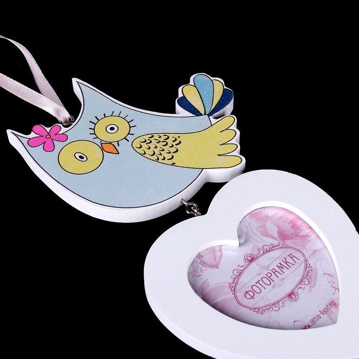 Фоторамка "Совенок" на веревочке на 3 фото 7х7 см