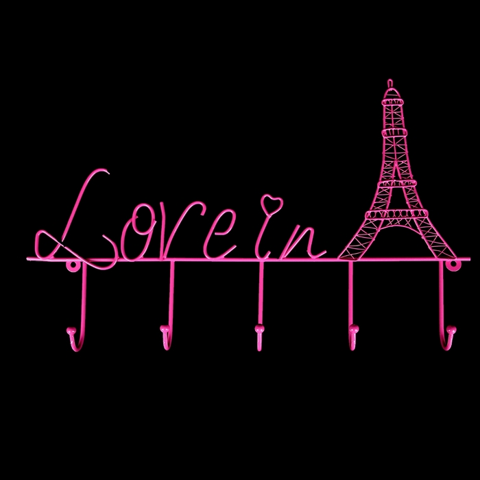 Вешалка декоративная на 5 крючков "Любовь в Париже"