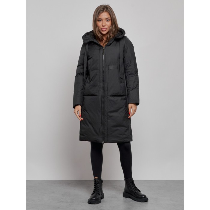 цена Пальто утепленное зимнее женское, размер 44, цвет чёрный
