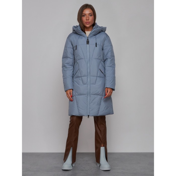 Пальто утепленное зимнее женское, размер 48, цвет голубой