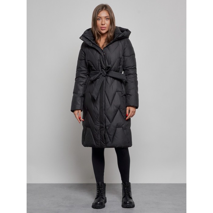 Пальто утепленное зимнее женское, размер 52, цвет чёрный фото
