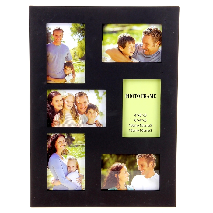 Фоторамка на 6 фото "Сюжет" черная, 10х15 см