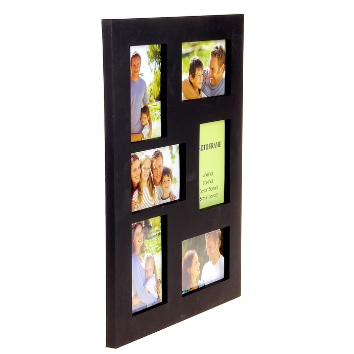 Фоторамка на 6 фото "Сюжет" черная, 10х15 см