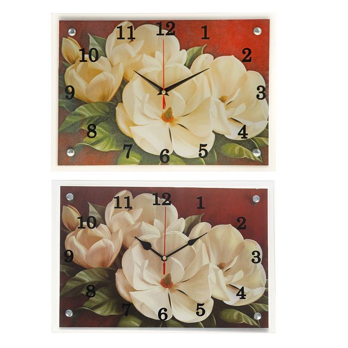 Часы настенные прямоугольные "Цветы", 25х35 см