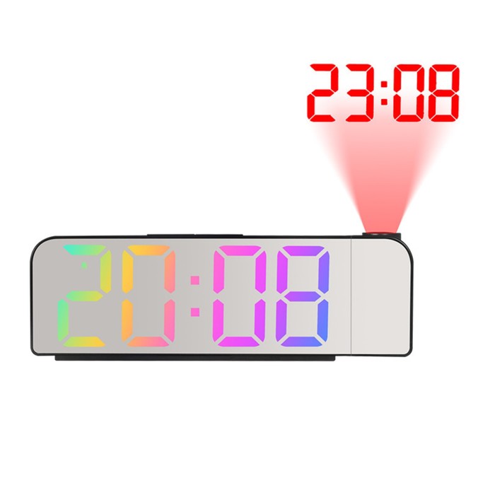 Часы - будильник электронные настольные с проекцией на потолок, термометром, календарем, USB цена и фото