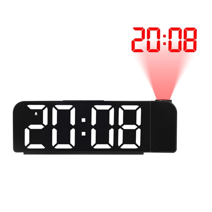 Часы - будильник электронные настольные с проекцией на потолок, термометром, календарем, USB часы будильник электронные с календарем и термометром 17х9х4 см от usb 3 aaa