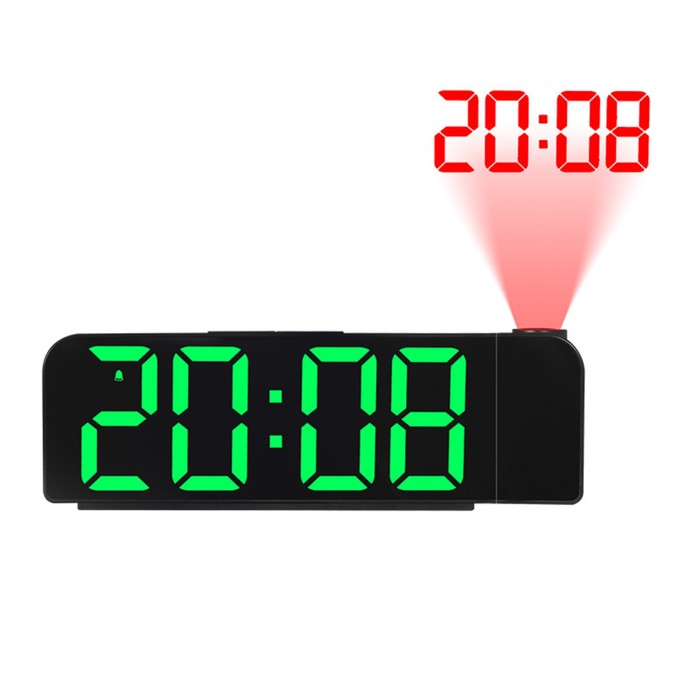 Часы - будильник электронные настольные с проекцией на потолок, термометром, календарем, USB цена и фото