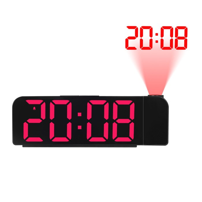 цена Часы - будильник электронные настольные с проекцией на потолок, термометром, календарем, USB