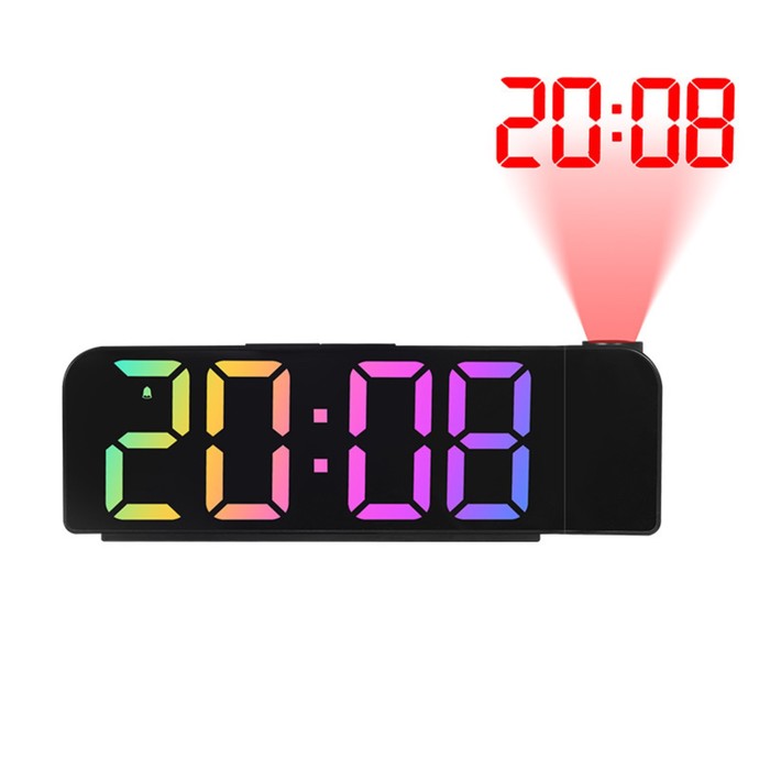 цена Часы - будильник электронные настольные с проекцией на потолок, термометром, календарем, USB