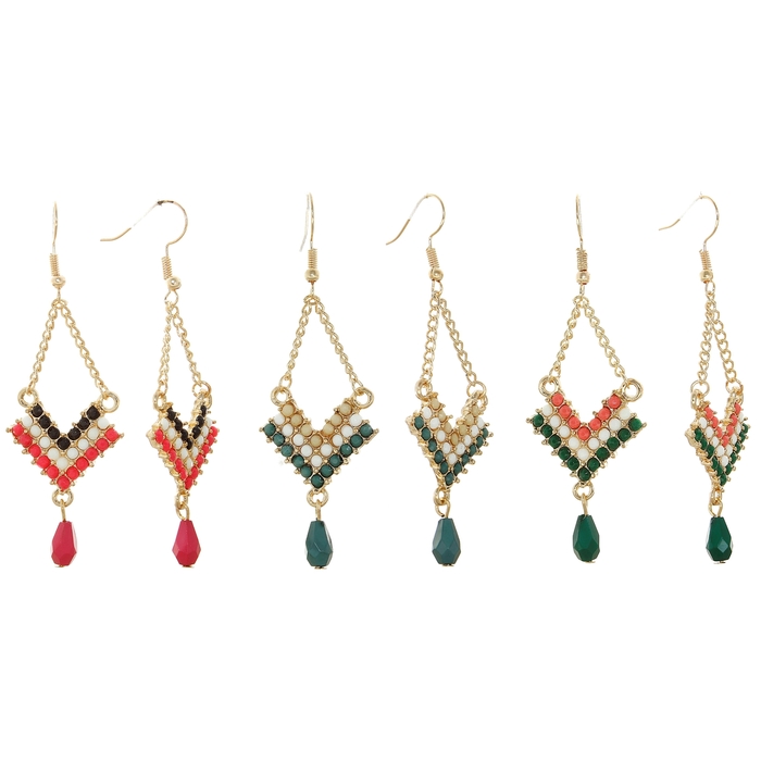 Серьги этника "Ромб" лунный свет, цвет МИКС