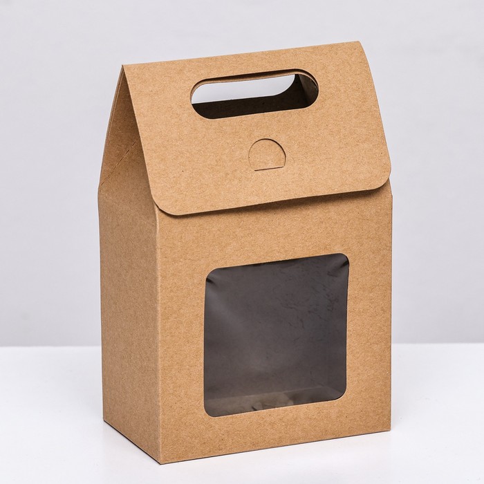 Коробка-пакет с окном, крафт, 15 х 10 х 6 см пакет подарочный крафт с окном белый 15 х 15 х 15 см
