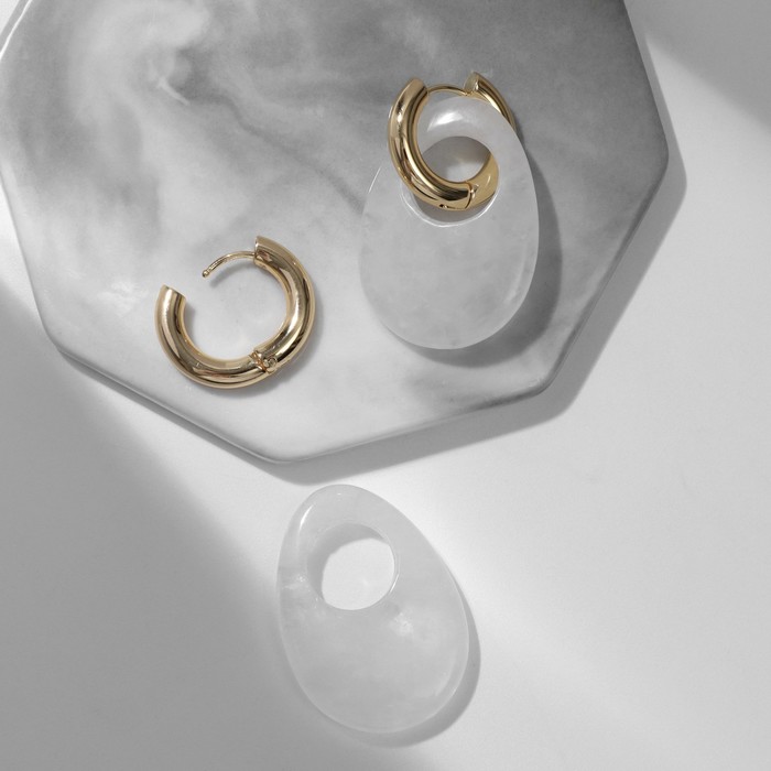 

Серьги-бублики 3,5 х 2,5см, d=2см "Горный хрусталь" капля