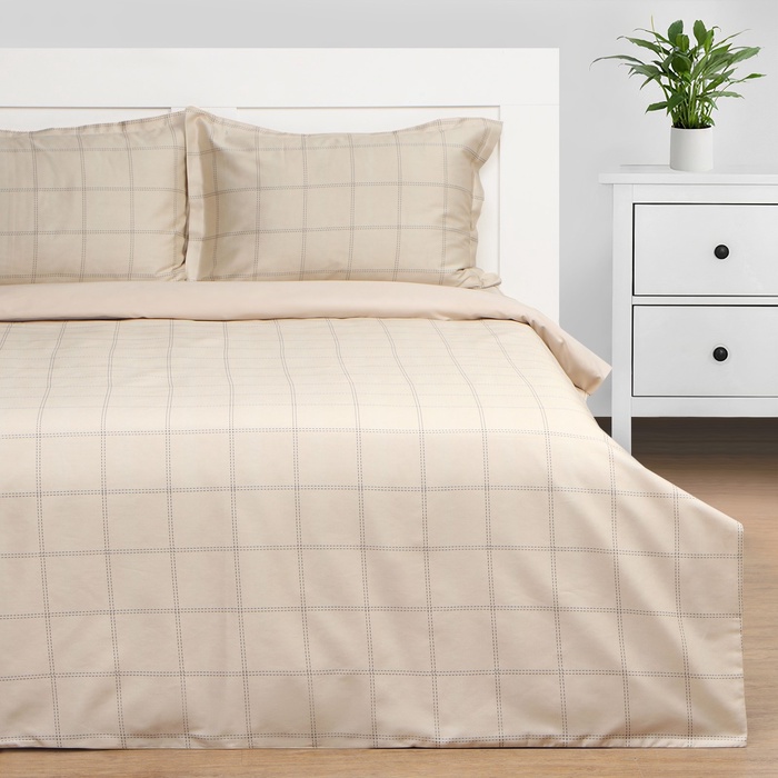 

Постельное бельё Этель 1,5 сп Cage: beige, 143х215 см, 150х215 см, 50х70+3 см-2 шт, мако-сатин, 114г/м2