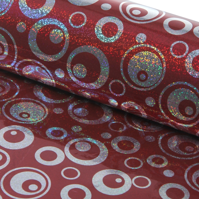 Пленка голография "Круги", бордовый, 70 х 100 см