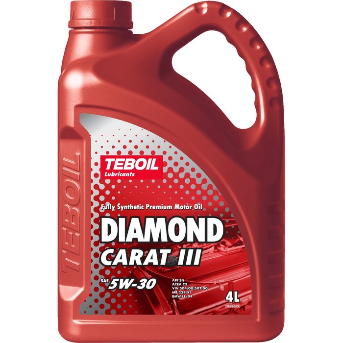 Масло моторное TEBOIL Diamond Carat III 5W-30, синтетическое, 4 л масло моторное teboil gold l 5w 30 синтетическое 1 л